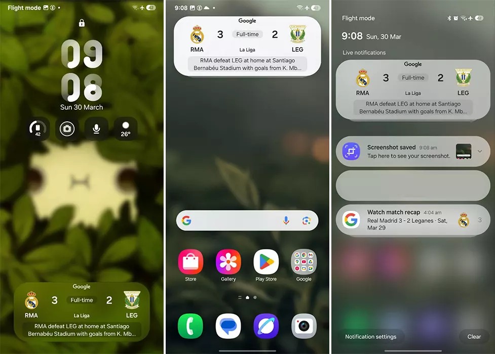 One UI 7 Now Bar Sports