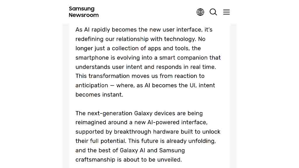 Samsung AI-powerd user interface