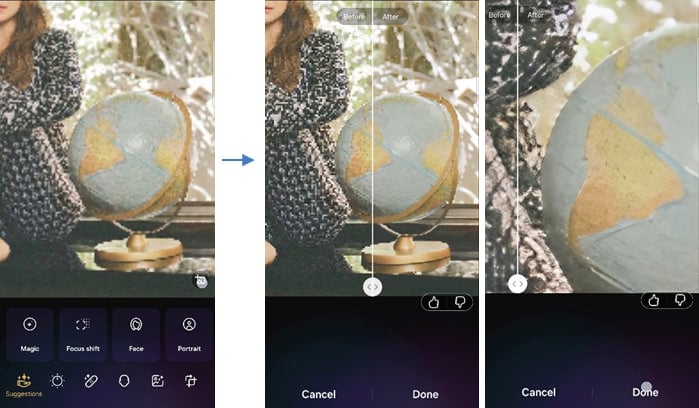 One UI 8 Photo editing tools Crop and Upscale