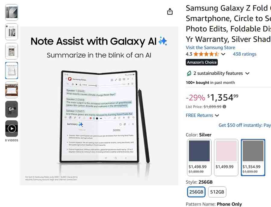 Samsung Galaxy Z Fold 6 Amazon deal