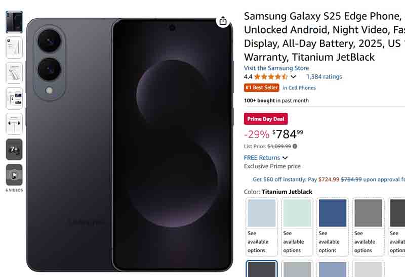 Amazon Galaxy S25 Edge deal