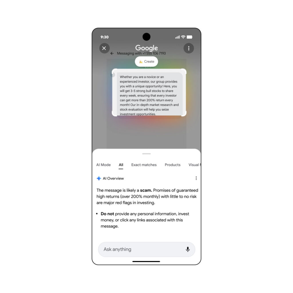 Android istifadəçilərinə yeni təhlükəsizlik: Circle to Search artıq dələduzluğu tanıyır!
