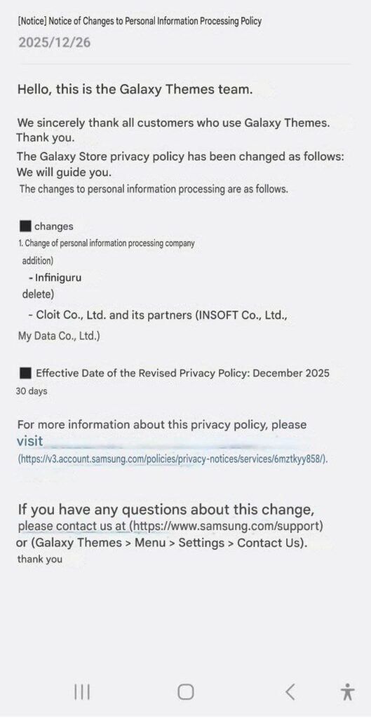 Samsung Galaxy Themes app policy 