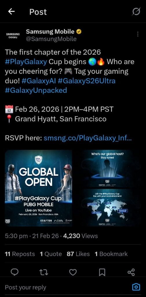 Samsung Galaxy S26 Ultra event 