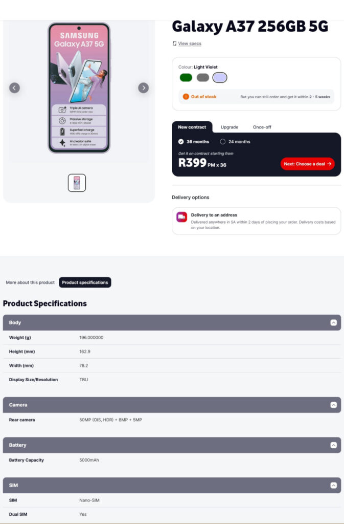 Samsung Galaxy A37 5G 