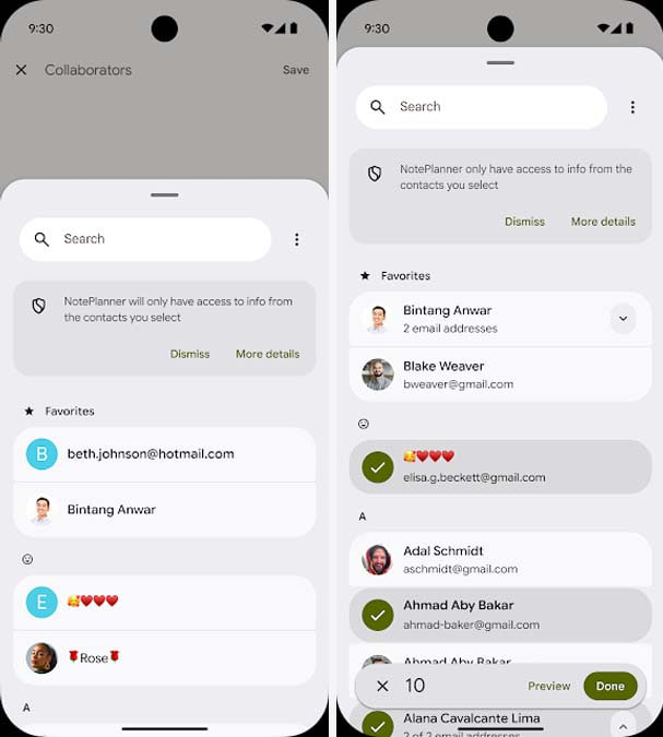 Android 17 Contact Picker