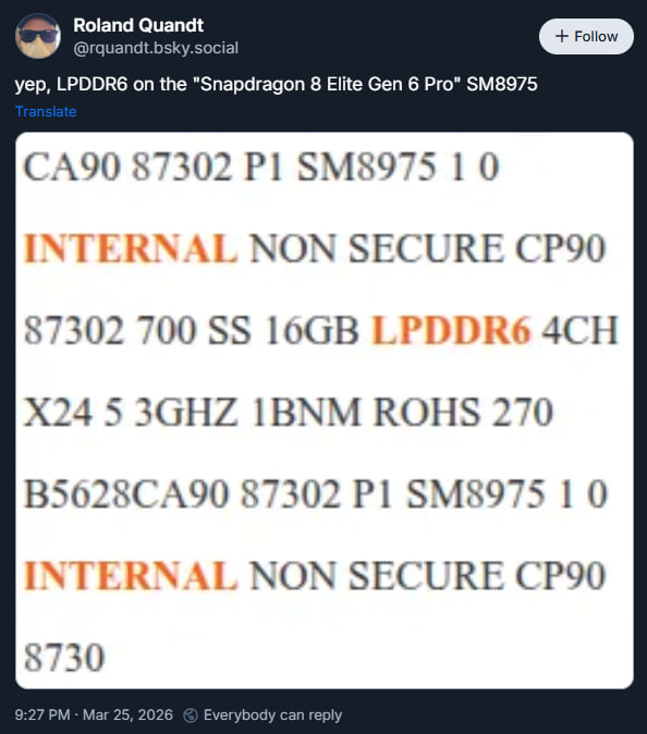 Samsung Galaxy S27 Ultra LPDDR6 RAM