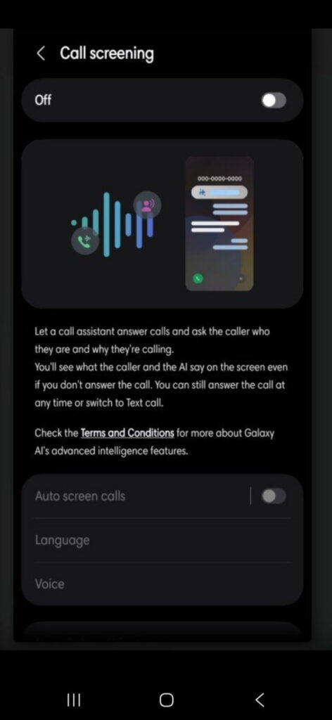 Samsung Call Screening Feature
