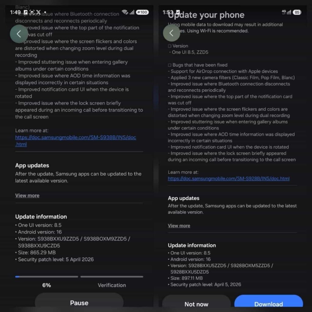 One UI 8.5 Beta 9 Galaxy S25 S24