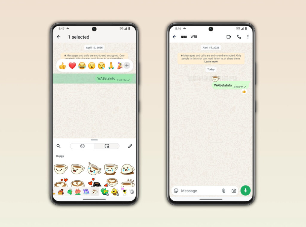 WhatsApp Message Reaction feature