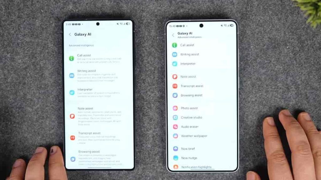 Samsung One UI 8.5 vs One UI 9.0 Galaxy AI page