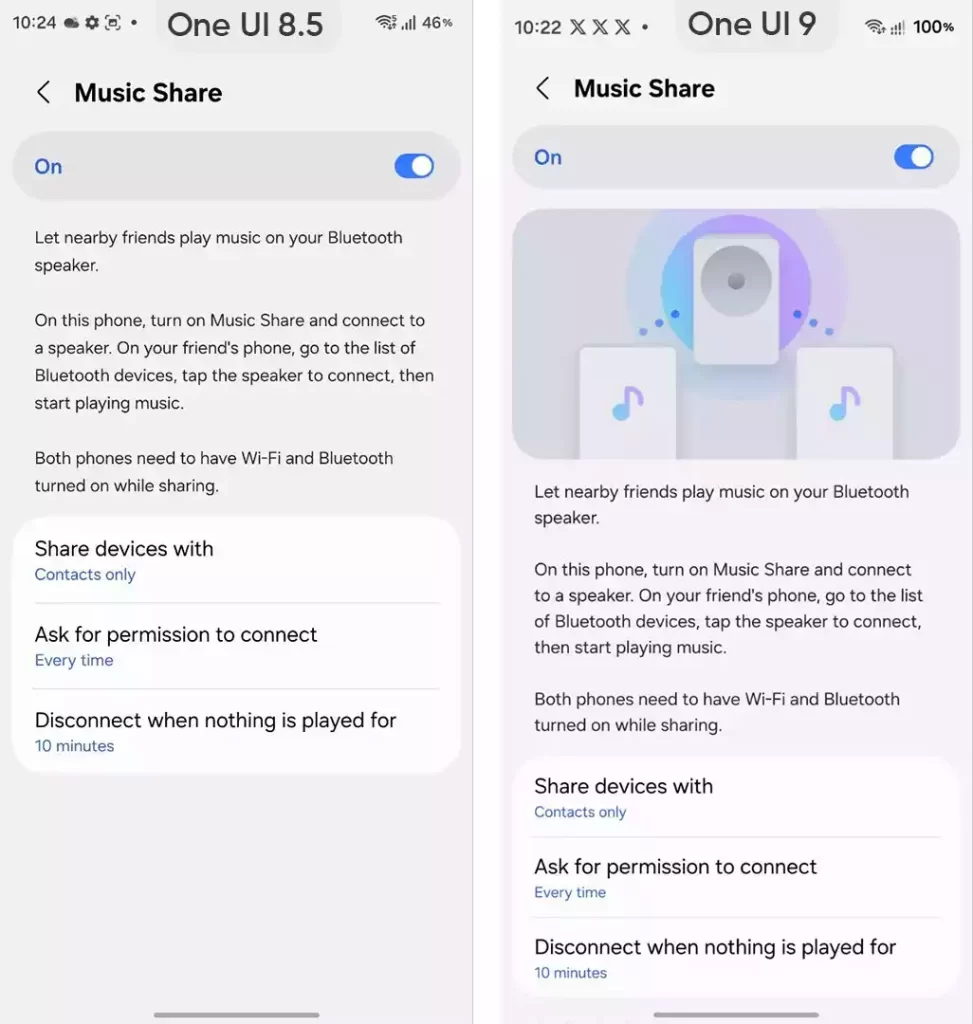One UI 9.0 vs One UI 8.5 settings visuals