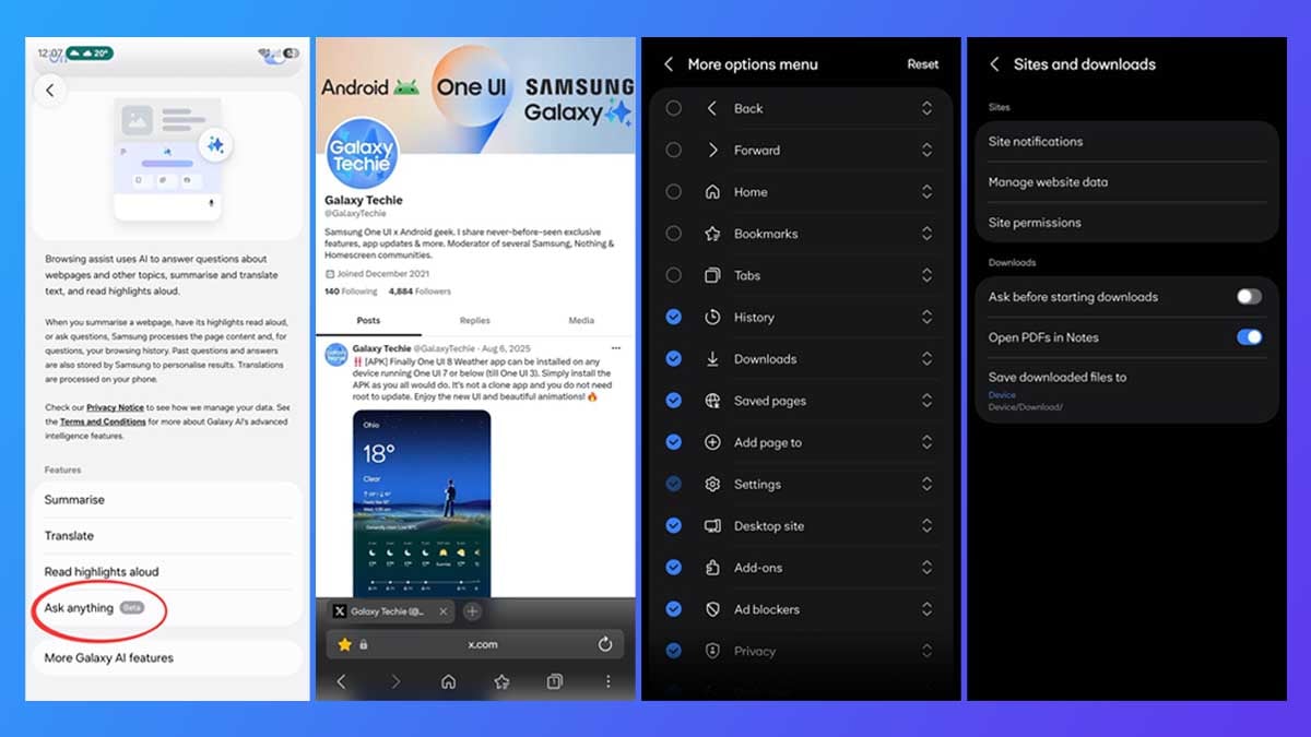 Samsung Browser One UI 9 Changes