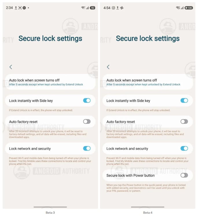 Samsung One UI 9 Secure Lock Power Menu