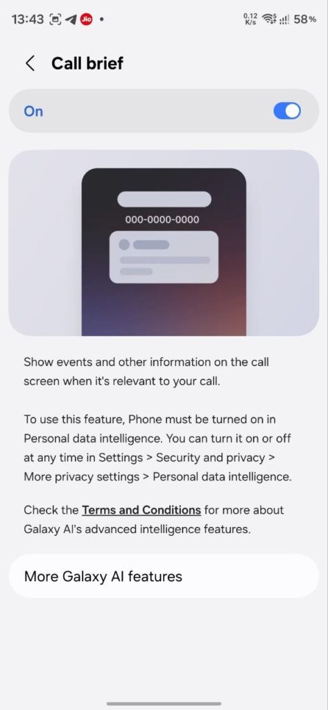 Call Brief Feature