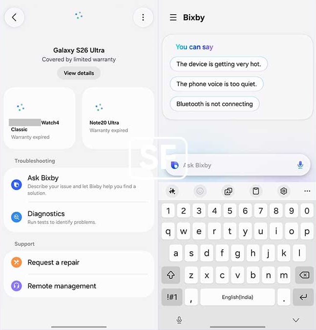 Samsung One UI 9 Bixby diagnostics