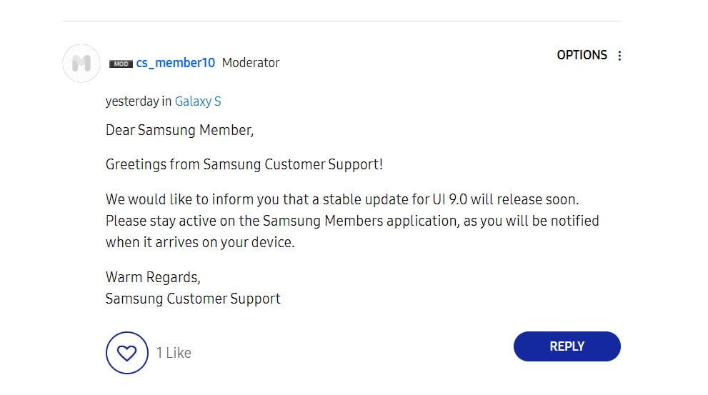 Samsung One UI 9 Stable Community Moderator