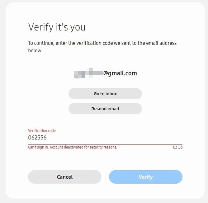 Samsung Account Deactivated