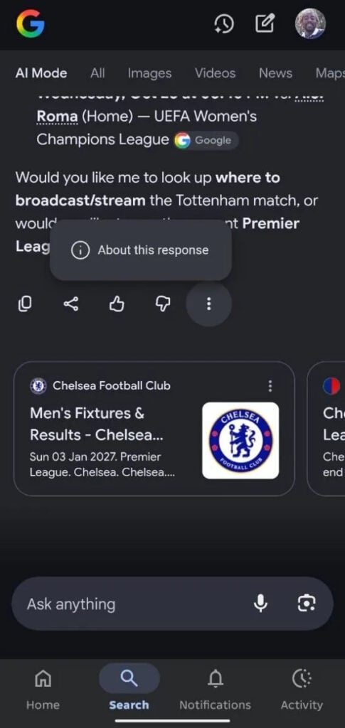Google Search feature